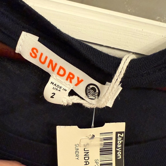 SUNDRY Women's Navy Blue Easy Like Sunday Morning Short Sleeve Tee Size M NEW - Picture 4 of 5